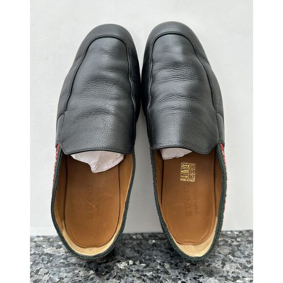 GUCCI L'AVEUGLE PAR AMOUR BLACK LEATHER WEB LOAFERS SHOES Men’s Size 7 - Picture 10 of 14